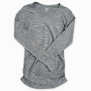 Athleta | Long Sleeve Ruched Tee Stretch Heather Gray Size XS